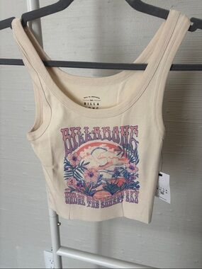 NWT Billabong Cream Sunset Graphic Crop Tank
